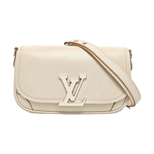 LOUIS VUITTON BUCI White EPI Leather Water Ripple Shoulder Bag, Tote Bag with Detachable Strap, Silver Hardware-(SKU)-971019920