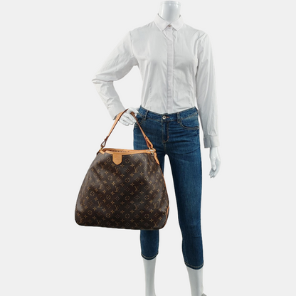 LOUIS VUITTON DELIGHTFUL Brown Coated Canvas Monogram Tote Bag Single Shoulder Bag Golden Hardware-(SKU)-971271312