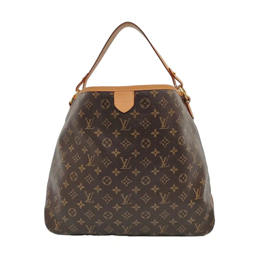 LOUIS VUITTON DELIGHTFUL Brown Coated Canvas Monogram Tote Bag Single Shoulder Bag Golden Hardware-(SKU)-971271312