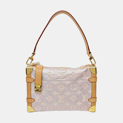 LOUIS VUITTON SOFT TRUNK Pink Special Material Monogram Embossed Shoulder Bag with Detachable Strap, Gold Hardware-(SKU)-971223184
