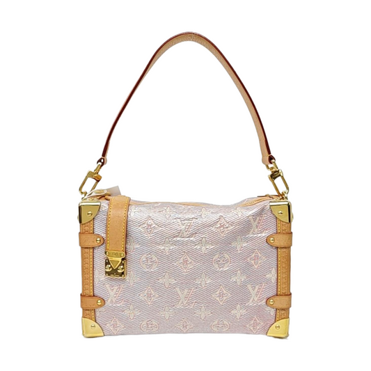 LOUIS VUITTON SOFT TRUNK Pink Special Material Monogram Embossed Shoulder Bag with Detachable Strap, Gold Hardware-(SKU)-971223184