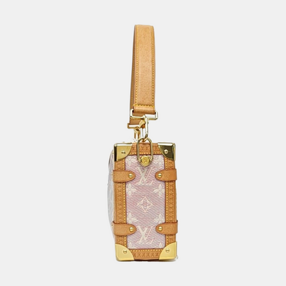 LOUIS VUITTON SOFT TRUNK Pink Special Material Monogram Embossed Shoulder Bag with Detachable Strap, Gold Hardware-(SKU)-971223184