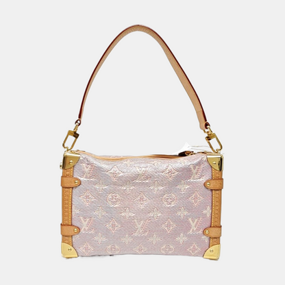LOUIS VUITTON SOFT TRUNK Pink Special Material Monogram Embossed Shoulder Bag with Detachable Strap, Gold Hardware-(SKU)-971223184