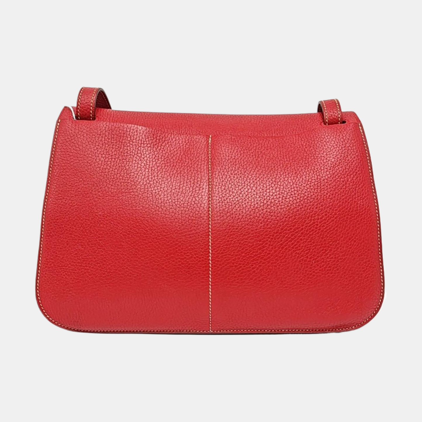 HERMÈS Halzan 31 Chili Red Clemence Leather Crossbody Bag Shoulder Bag Handbag Silver Hardware C Engraving-(SKU)-971168672