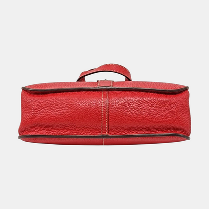 HERMÈS Halzan 31 Chili Red Clemence Leather Crossbody Bag Shoulder Bag Handbag Silver Hardware C Engraving-(SKU)-971168672