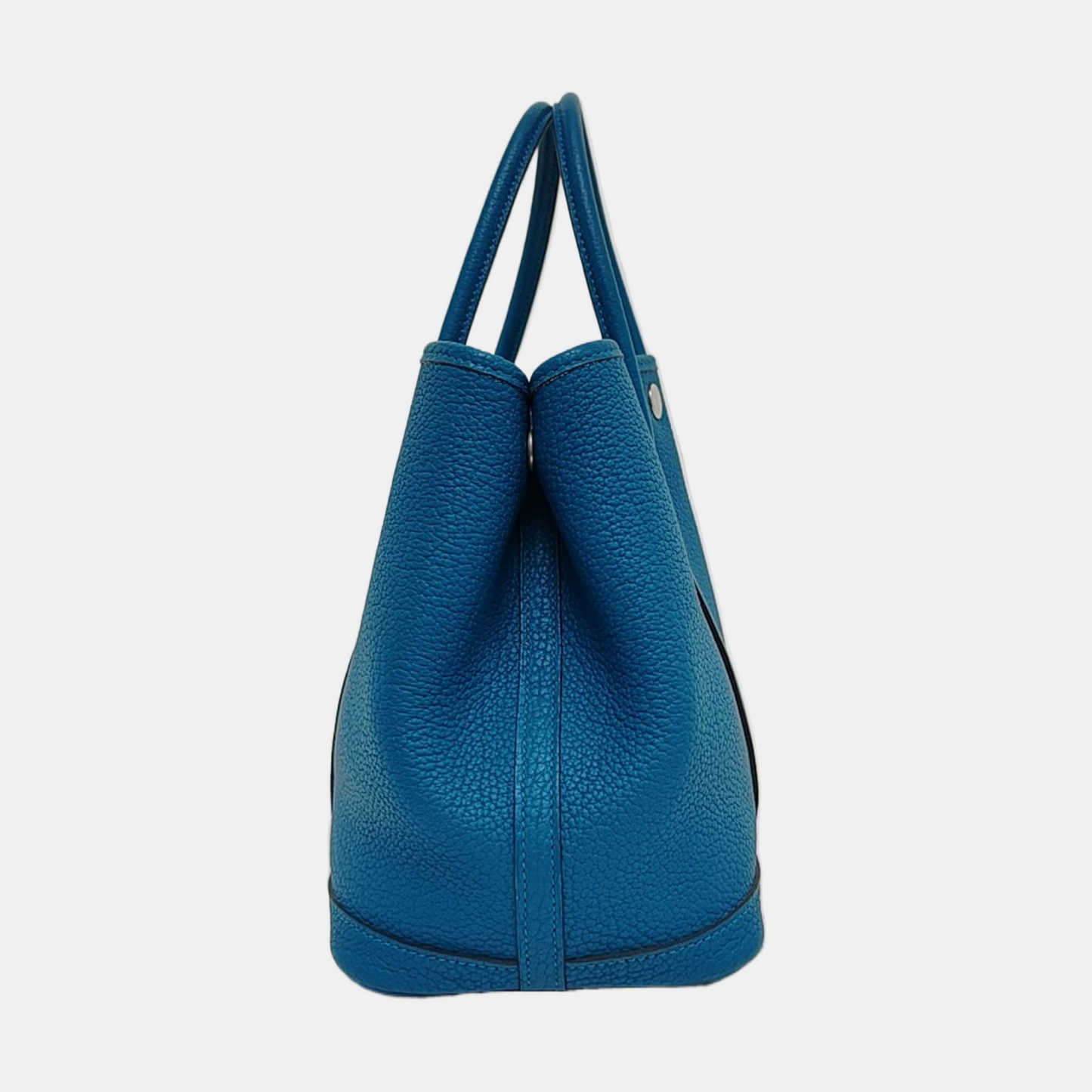 HERMÈS Garden Party 30 Izmir Blue Negonda Calf Leather Garden Bag Handbag with Silver Hardware and C-(SKU)-971169079