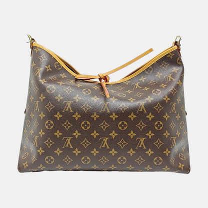LOUIS VUITTON CARRYALL Medium Brown Coated Canvas Monogram Shoulder Bag Tote Bag Golden Hardware Removable Shoulder Strap-(SKU)-971157977