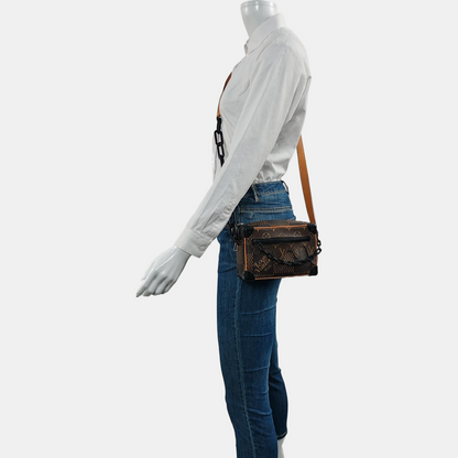 LOUIS VUITTON SOFT TRUNK Mini Brown Coated Canvas Monogram Checkered Crossbody Bag Handbag Single Shoulder Bag with Black Hardware-(SKU)-971300584