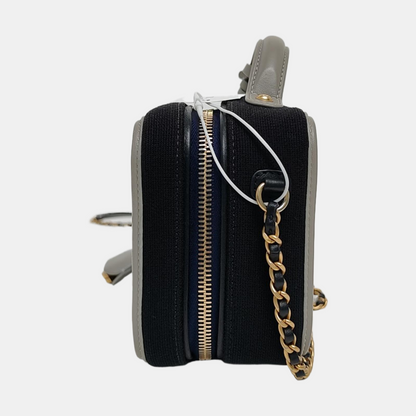 CHANEL FILIGREE Small Deep Blue Fabric Cannage Crossbody Single Shoulder Bag with Gold Hardware, 28 Clasp-(SKU)-971345916