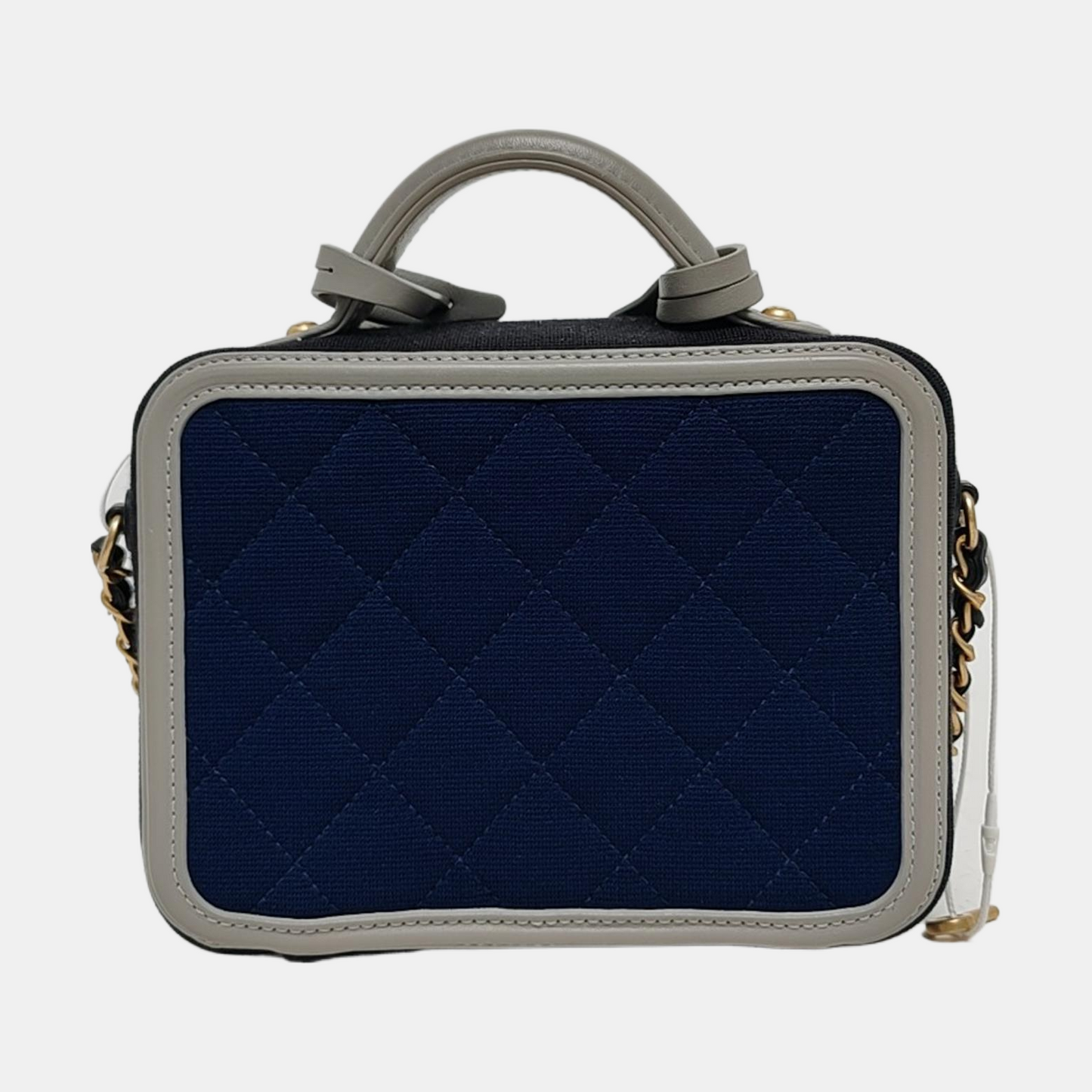 CHANEL FILIGREE Small Deep Blue Fabric Cannage Crossbody Single Shoulder Bag with Gold Hardware, 28 Clasp-(SKU)-971345916