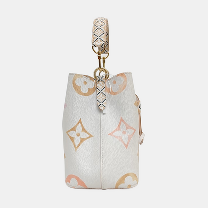 LOUIS VUITTON NÉONOÉ Small size white coated canvas monogram single shoulder bag handbag crossbody bag golden hardware 2 detachable shoulder straps-(SKU)-971271612