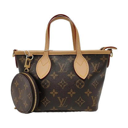 LOUIS VUITTON NEVERFULL BB Brown Coated Canvas Monogram Shoulder Bag Handbag Crossbody with Removable Strap Gold Hardware Detachable Pouch-(SKU)-971157811
