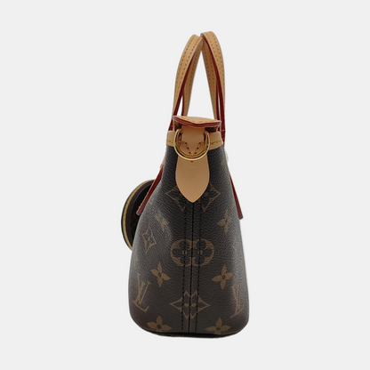 LOUIS VUITTON NEVERFULL BB Brown Coated Canvas Monogram Shoulder Bag Handbag Crossbody with Removable Strap Gold Hardware Detachable Pouch-(SKU)-971157811