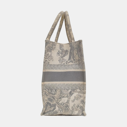 DIOR Book Tote Medium Grey Canvas Embroidered Handbag-(SKU)-971117426