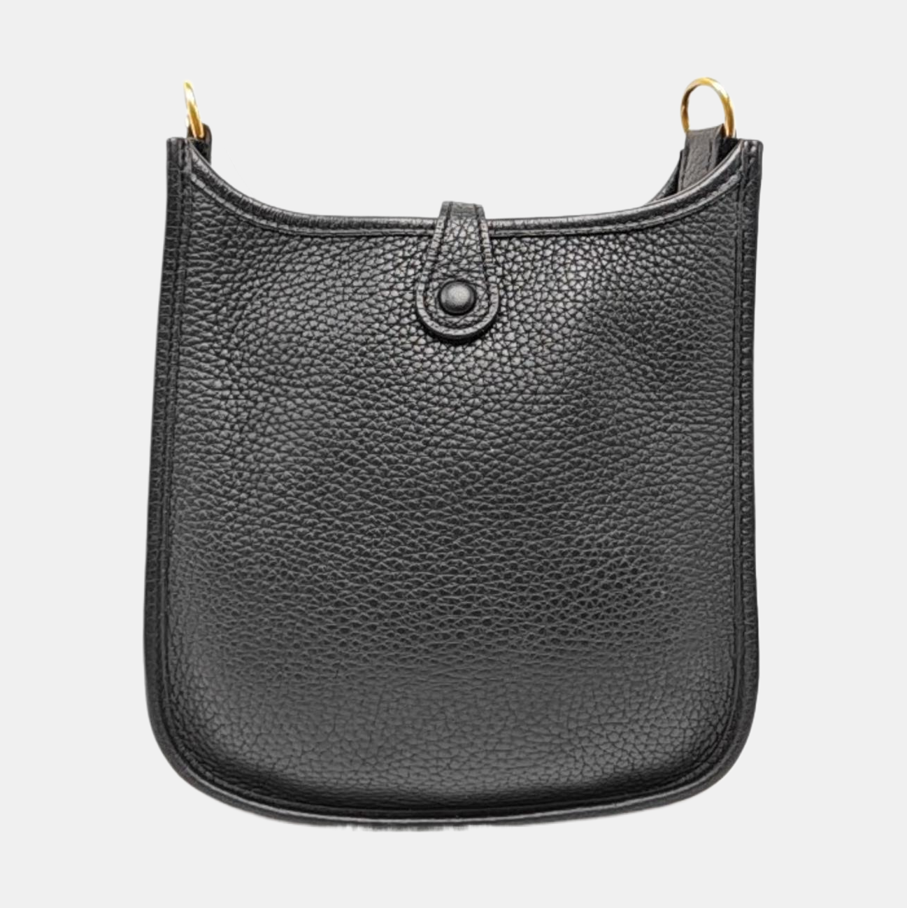 HERMÈS Evelyne TPM Black Clemence Leather Open Evelyne Single Shoulder Bag Crossbody Y Detachable Strap-(SKU)-971141819