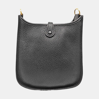 HERMÈS Evelyne TPM Black Clemence Leather Open Evelyne Single Shoulder Bag Crossbody Y Detachable Strap-(SKU)-971141819