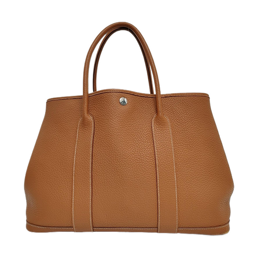HERMÈS Garden Party 36 Gold Brown Negonda Calfskin Garden Bag Tote Bag Silver Hardware 🄿 Engraved-(SKU)-965757261