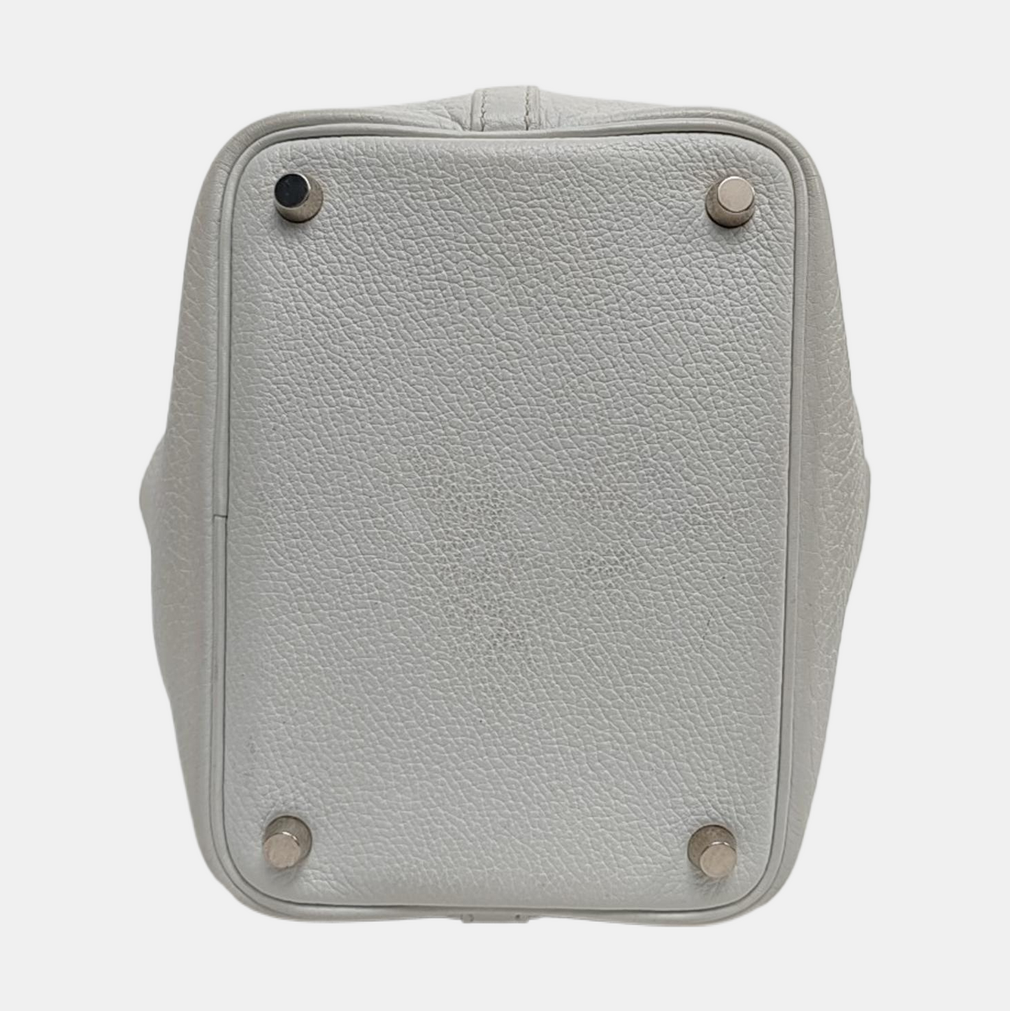 HERMÈS Picotin 18 White Clemence Leather Basket Handbag Silver Hardware 🄵 Engraving-(SKU)-971056955