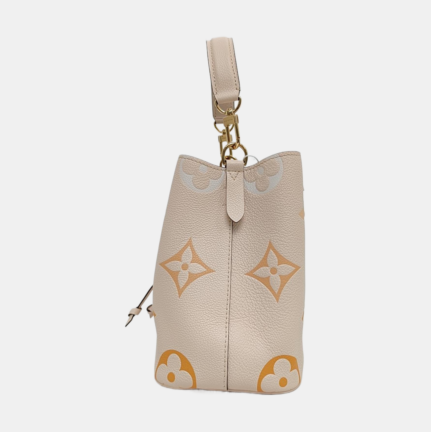 LOUIS VUITTON NÉONOÉ BB Beige Calfskin Monogram Embossed Bucket Bag Crossbody Bag Shoulder Bag Tote Bag Gold Hardware 2 Removable Straps-(SKU)-969076231