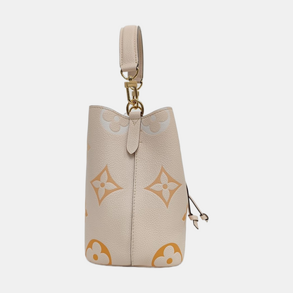 LOUIS VUITTON NÉONOÉ BB Beige Calfskin Monogram Embossed Bucket Bag Crossbody Bag Shoulder Bag Tote Bag Gold Hardware 2 Removable Straps-(SKU)-969076231