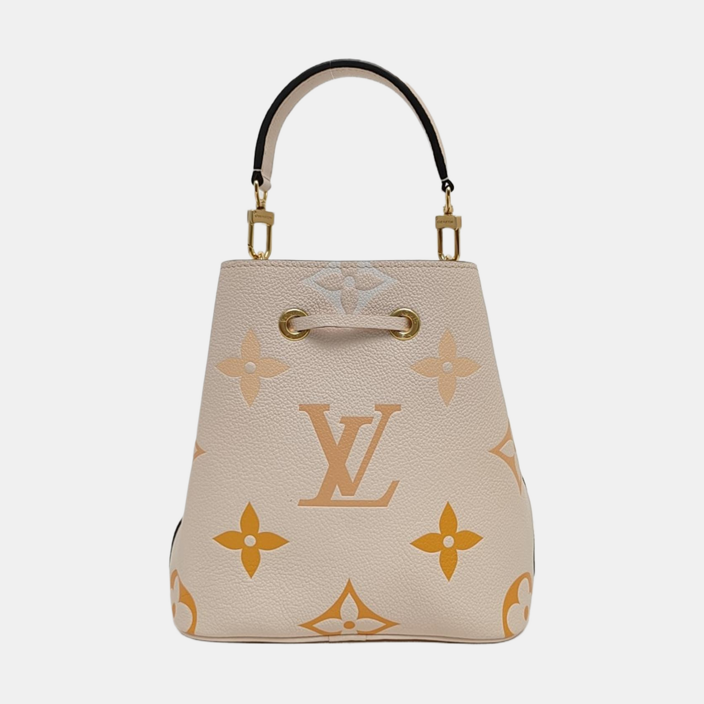 LOUIS VUITTON NÉONOÉ BB Beige Calfskin Monogram Embossed Bucket Bag Crossbody Bag Shoulder Bag Tote Bag Gold Hardware 2 Removable Straps-(SKU)-969076231