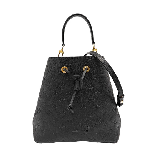 LOUIS VUITTON NÉONOÉ Medium Black Leather Monogram Vernis Bucket Bag Shoulder Bag Crossbody Handbag with Gold Hardware and 2 Detachable Straps-(SKU)-971352103