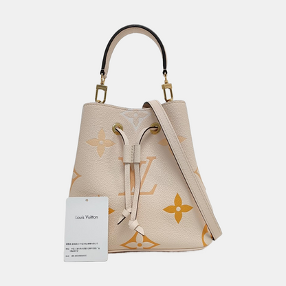 LOUIS VUITTON NÉONOÉ BB Beige Calfskin Monogram Embossed Bucket Bag Crossbody Bag Shoulder Bag Tote Bag Gold Hardware 2 Removable Straps-(SKU)-969076231