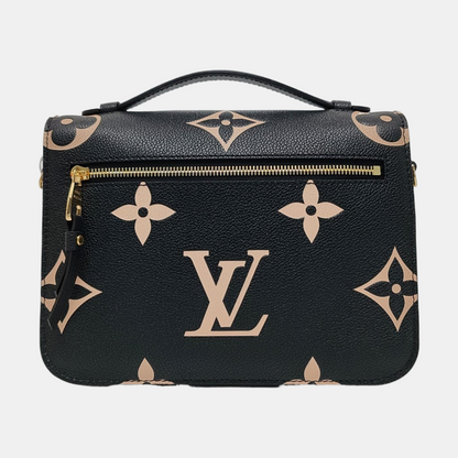 LOUIS VUITTON MÉTIS Medium Black Leather Monogram Vernis Embossed Messenger Bag Crossbody Bag Shoulder Bag Tote Bag Adjustable Strap Golden Hardware Complete Accessories-(SKU)-971187895