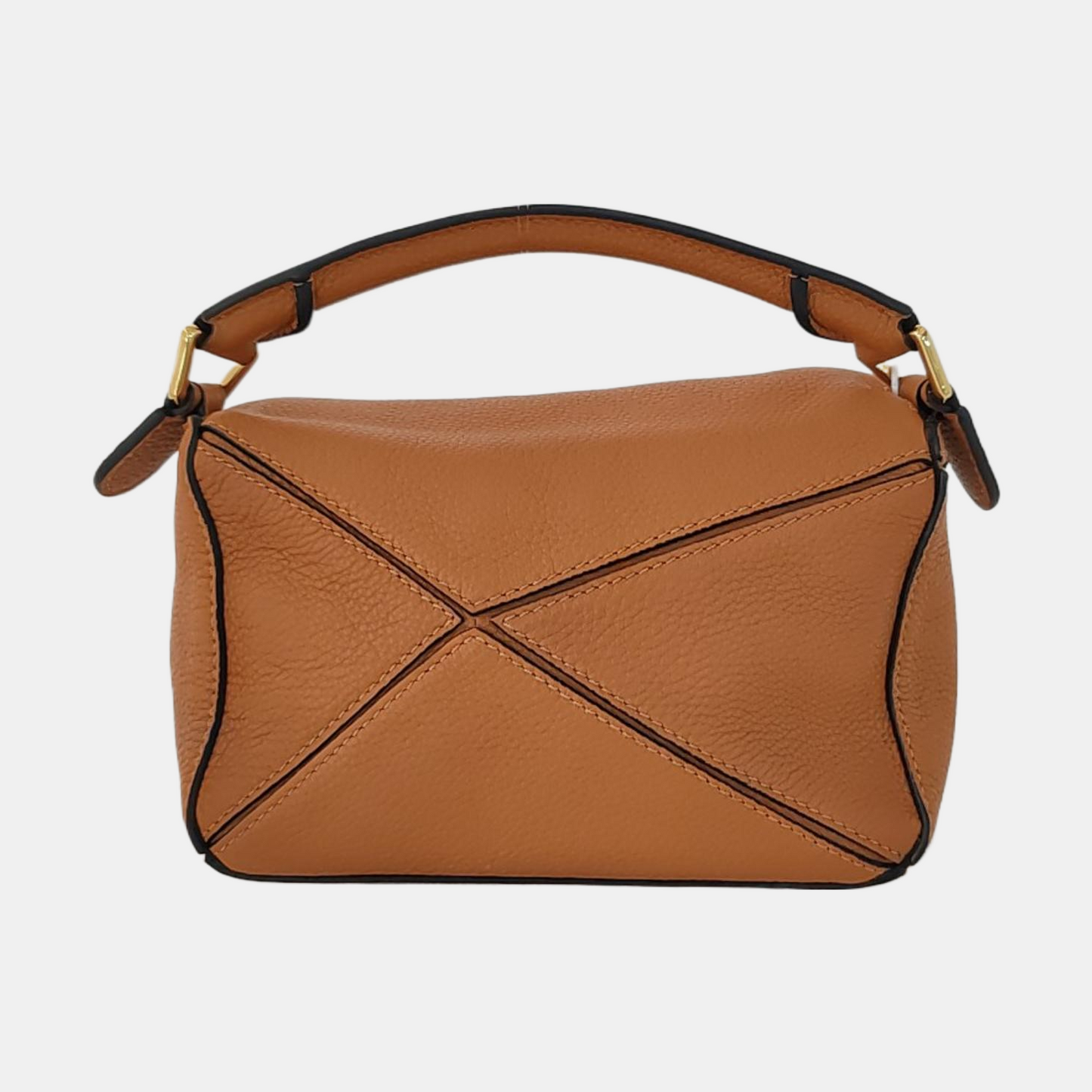LOEWE Puzzle Mini Brown Leather Geometric Shoulder Bag, Golden Hardware, Removable Strap-(SKU)-971334160