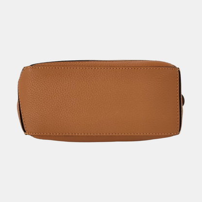 LOEWE Puzzle Mini Brown Leather Geometric Shoulder Bag, Golden Hardware, Removable Strap-(SKU)-971334160