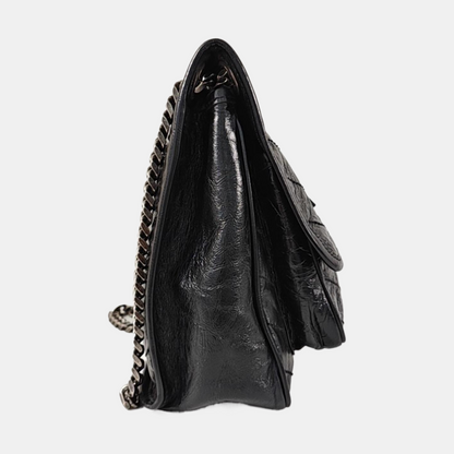 YSL NIKI Medium Black Calfskin Quilted V-Stripe Shoulder Bag and Crossbody with Black Rhodium-Plated Hardware-(SKU)-971324466
