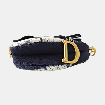 DIOR Saddle Small Size Patchwork Canvas Saddle Bag Single Shoulder Bag with Gold Hardware-(SKU)-971290552