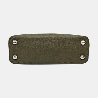 LOUIS VUITTON CAPUCINES BB Dark Green Calfskin Shoulder Bag Tote Crossbody Bag with Detachable Strap-(SKU)-971490700