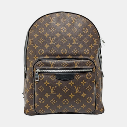 LOUIS VUITTON JOSH Brown Coated Canvas Monogram Backpack, Tote Bag, Silver Hardware-(SKU)-971389459