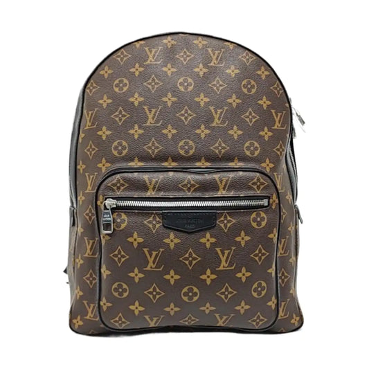 LOUIS VUITTON JOSH Brown Coated Canvas Monogram Backpack, Tote Bag, Silver Hardware-(SKU)-971389459
