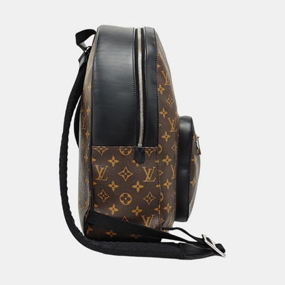 LOUIS VUITTON JOSH Brown Coated Canvas Monogram Backpack, Tote Bag, Silver Hardware-(SKU)-971389459
