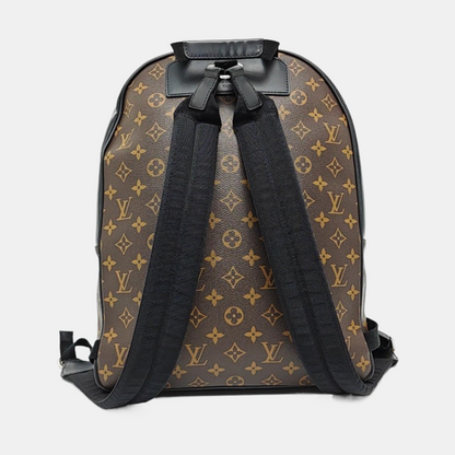 LOUIS VUITTON JOSH Brown Coated Canvas Monogram Backpack, Tote Bag, Silver Hardware-(SKU)-971389459