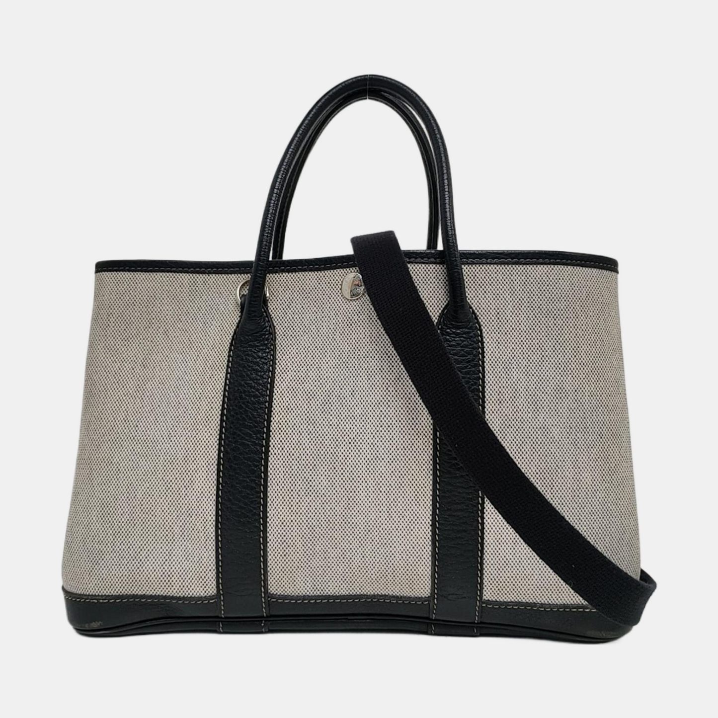 HERMÈS Garden Party 30 Milk White Canvas Garden Bag Crossbody Shoulder Bag Golden Hardware 🄷 Removable Shoulder Strap-(SKU)-966563911