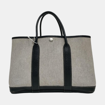 HERMÈS Garden Party 30 Milk White Canvas Garden Bag Crossbody Shoulder Bag Golden Hardware 🄷 Removable Shoulder Strap-(SKU)-966563911