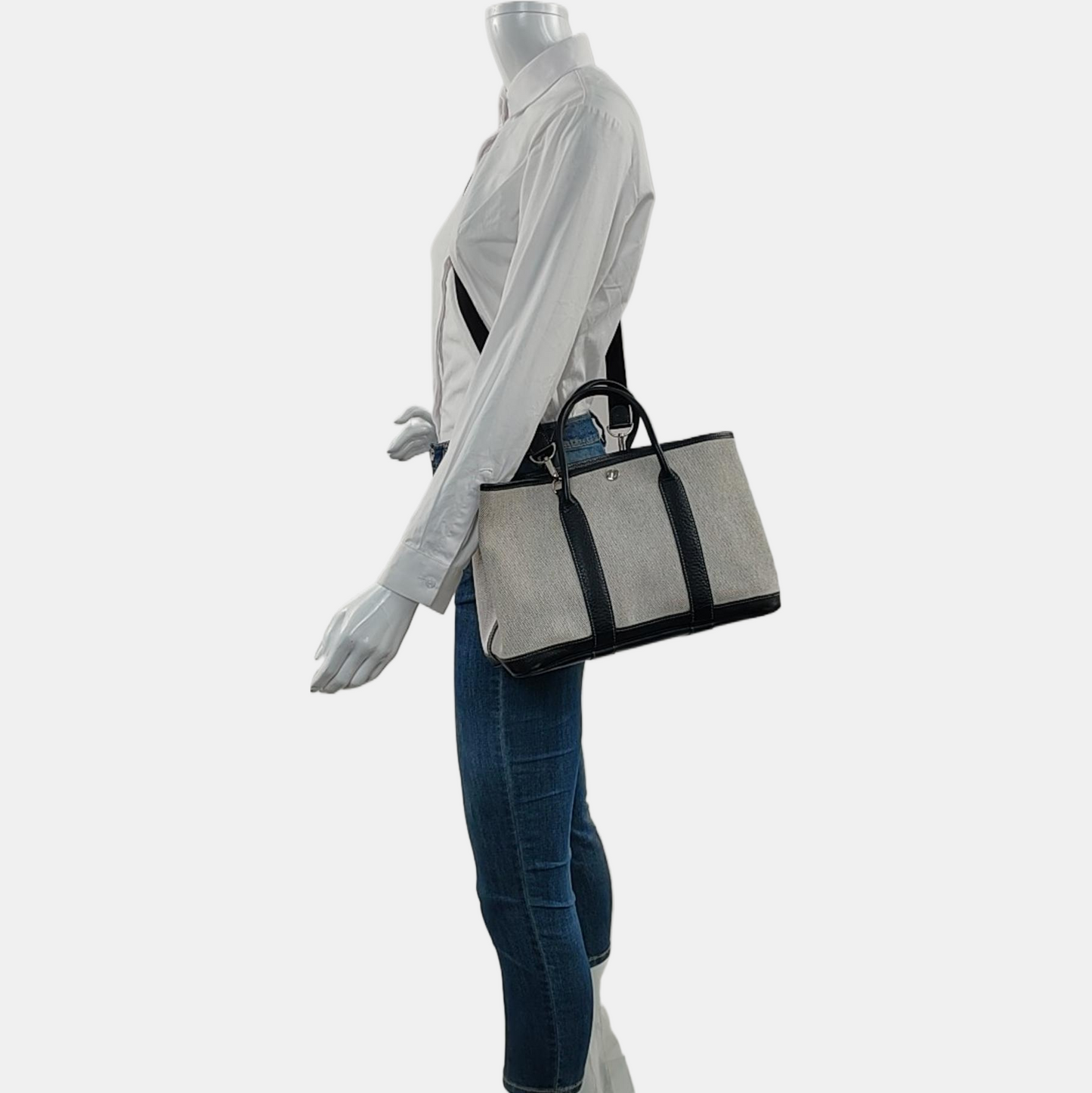 HERMÈS Garden Party 30 Milk White Canvas Garden Bag Crossbody Shoulder Bag Golden Hardware 🄷 Removable Shoulder Strap-(SKU)-966563911