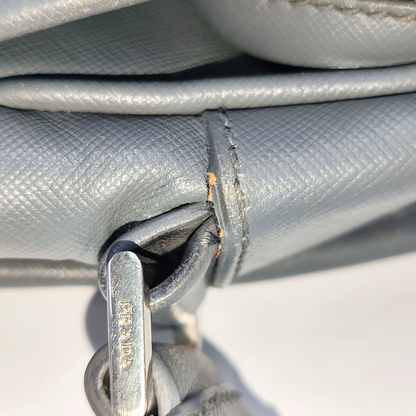 PRADA Dark Grey Cowhide Crosshatch shoulder bag Silver Hardware-(SKU)-938485965
