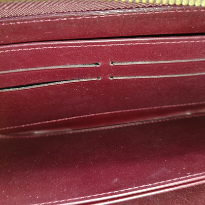 LOUIS VUITTON Burgundy Cowhide Monogram Embossed Wallet Golden hardware-(SKU)-956443743