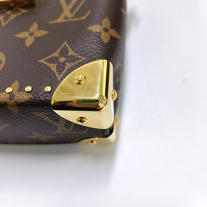 LOUIS VUITTON CAMERA BOX Brown Coated Canvas Monogram Shoulder Bag with Gold Hardware, Detachable Strap-(SKU)-952720692