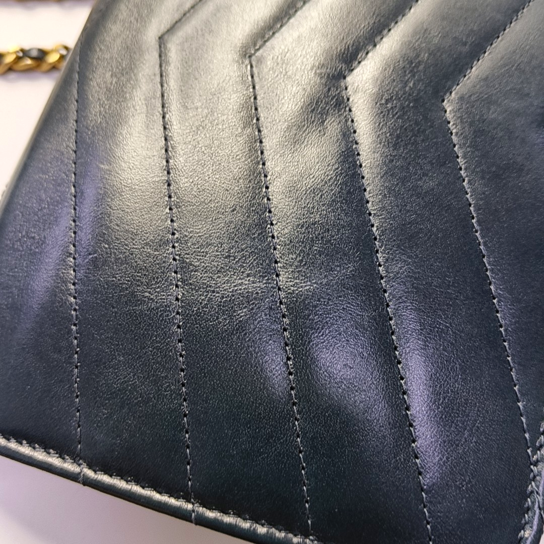 CHANEL MEDAL ENVELOPE Dark Blue Calfskin Quilted V-Shape Shoulder Bag with Gold Hardware-(SKU)-963604002