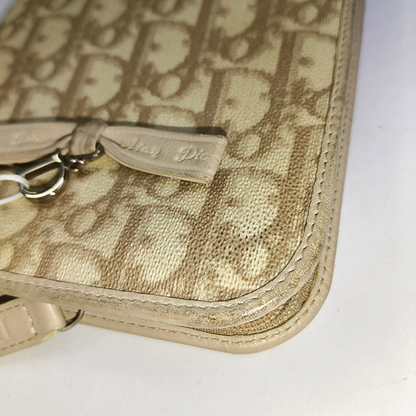 DIOR Khaki coated canvas monogram clutch-(SKU)-943562278