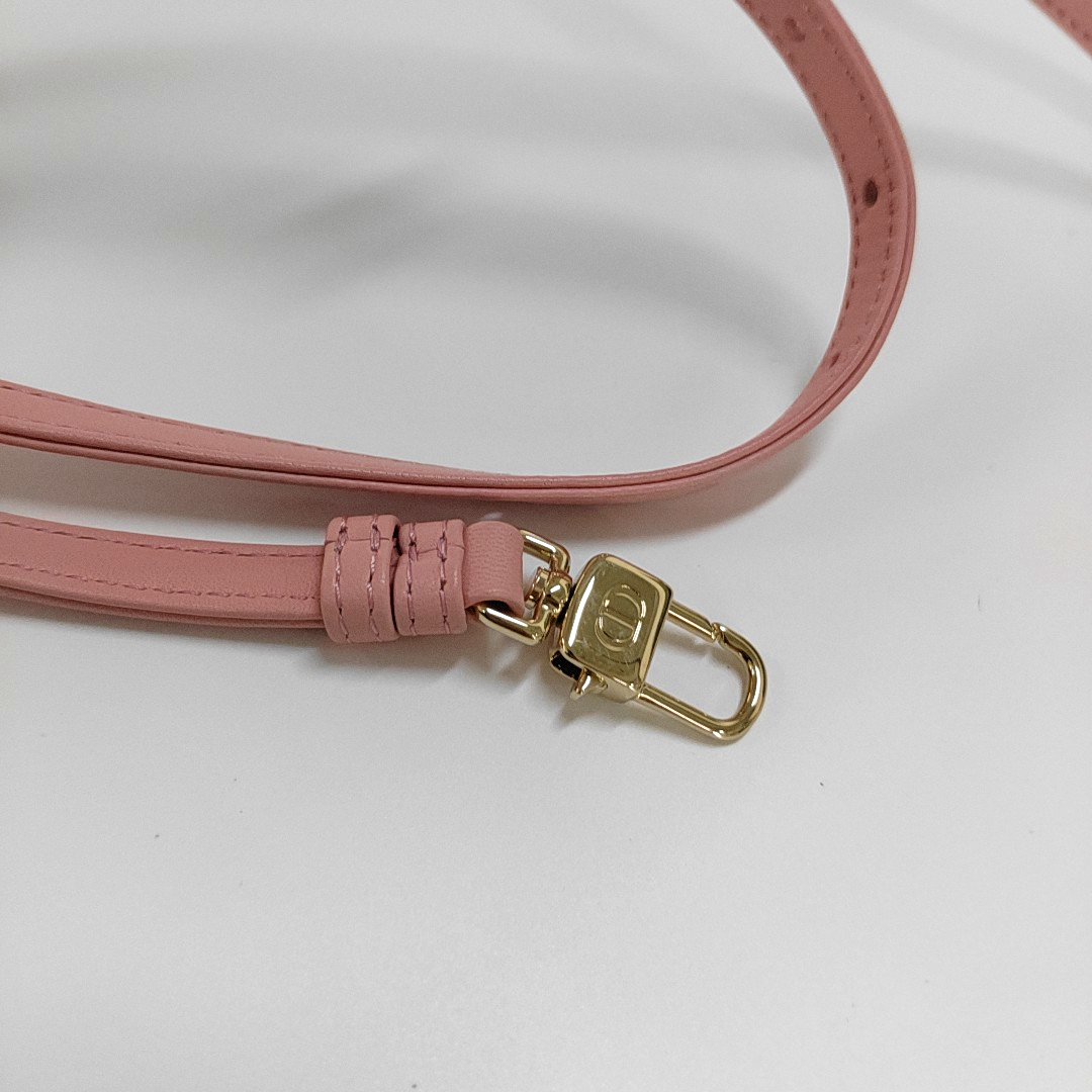DIOR Lady D-Joy Super Mini Pink Lamb Skin Wicker Stitched Crossbody Shoulder Bag Handbag Tote Bag Golden Hardware 2 Removable Straps-(SKU)-962810919