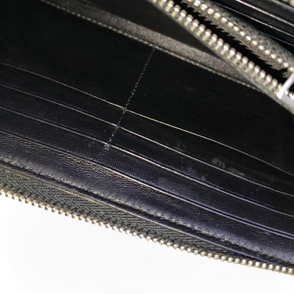 YSL KATE Black cowhide crocodile leather wallet Silver Hardware-(SKU)-958931869