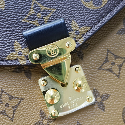 LOUIS VUITTON MÉTIS Brown Coated Canvas Monogram Lock Bag Backpack Golden Hardware 2 Removable Shoulder Straps-(SKU)-956880001