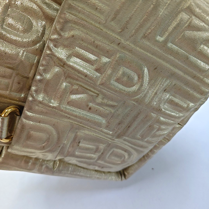 FENDI Gold Fabric Embossed Single Shoulder Bag Handbag Golden hardware Removable shoulder strap-(SKU)-948887695