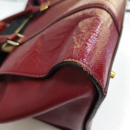 BURBERRY Dinton Red Cowhide Tote Bag Golden hardware-(SKU)-944819144